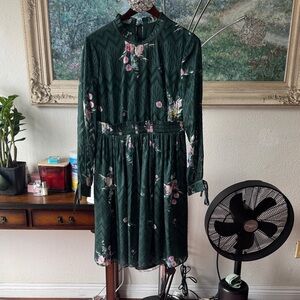 Ted Baker Dark Green Floral Long Sleeve Dress
